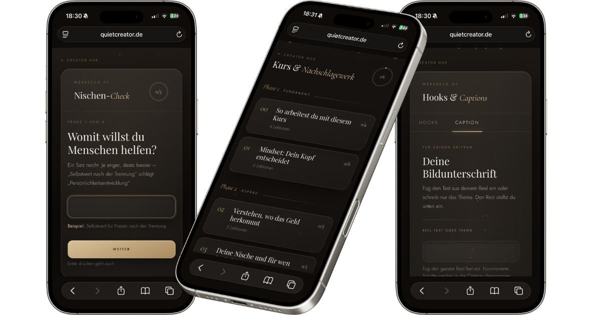Nischen-Check und Captions auf dem Handy